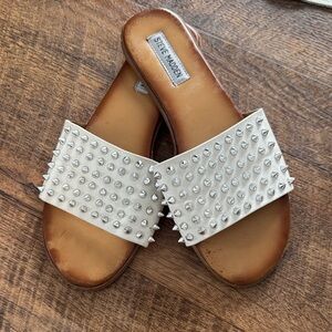 Steve Madden White and Silver Studded Sandals
